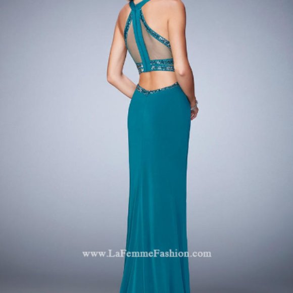 La Femme Prom Teal Prom Dress 22272 Formal Gown - Picture 2 of 6
